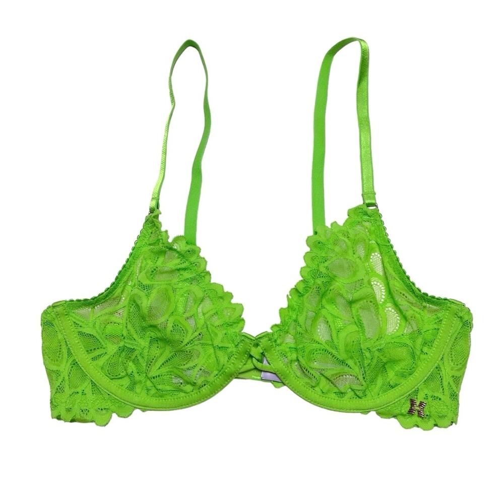 Savage X Fenty Savage Not Sorry Ultra Demi Unlined Lace Bra Kelly Green Size 34C
